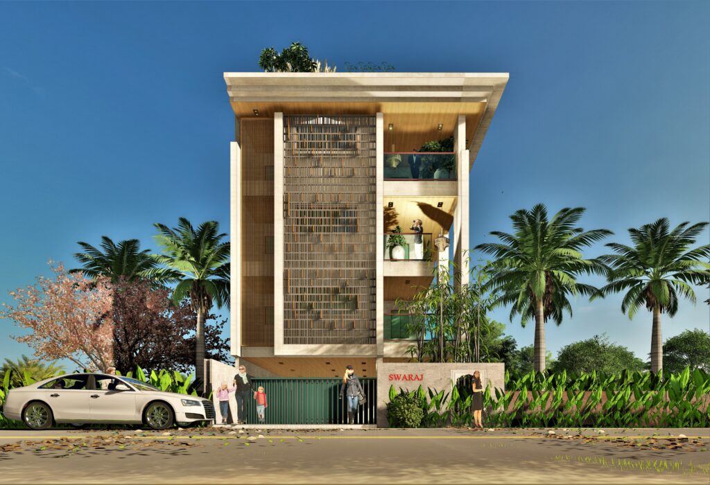 A designer from Rova Studio sketching a personalized architectural design with a client in Pune.